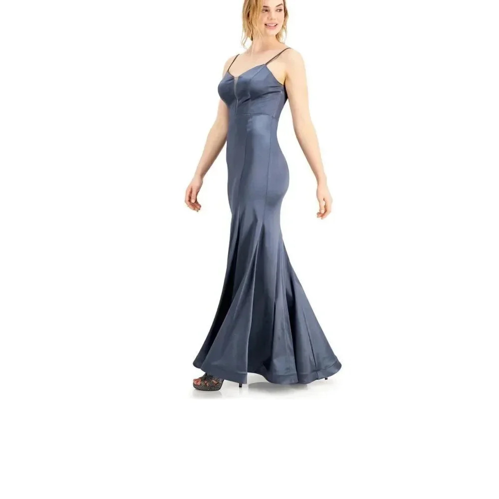 Teeze Me blue Rhinestone Mermaid Prom Dress Size 3/4 Full-Length Sweetheart